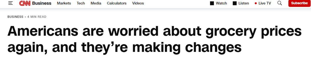 【世界说】美媒:近九成美国人为食品成本发愁 不确定性进一步影响该国就业和企业增长